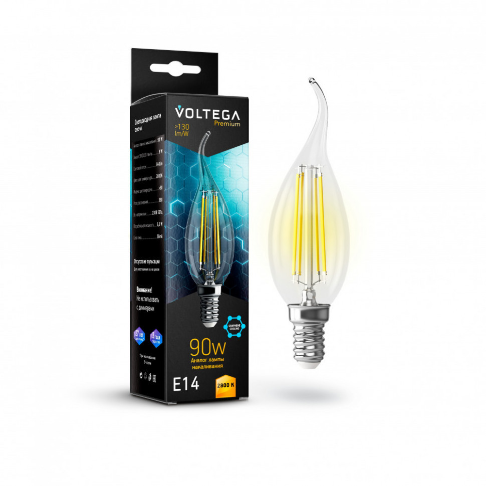 Лампочка светодиодная Candle wind 9W Graphene 7132 Voltega