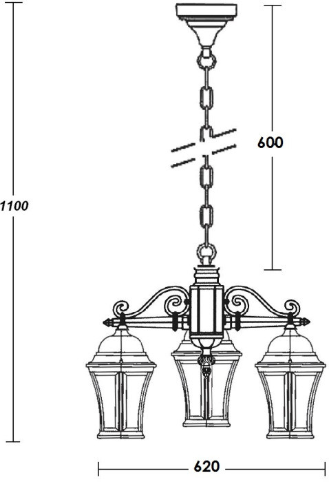 Уличный светильник подвесной ASTORIA 1 L 91370L/3 Bl Oasis Light