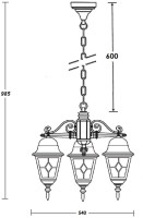 Уличный светильник подвесной QUADRO M lead GLASS 79970MlgG/3 Bl Oasis Light Уличный светильник подвесной QUADRO M lead GLASS 79970MlgG/3 Bl Oasis Light