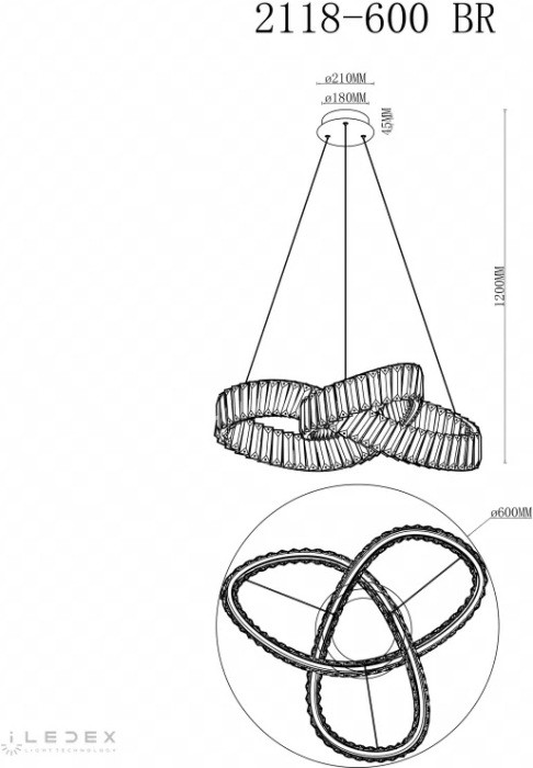 Подвесной светильник Woodstock 2118-D600 BR iLedex