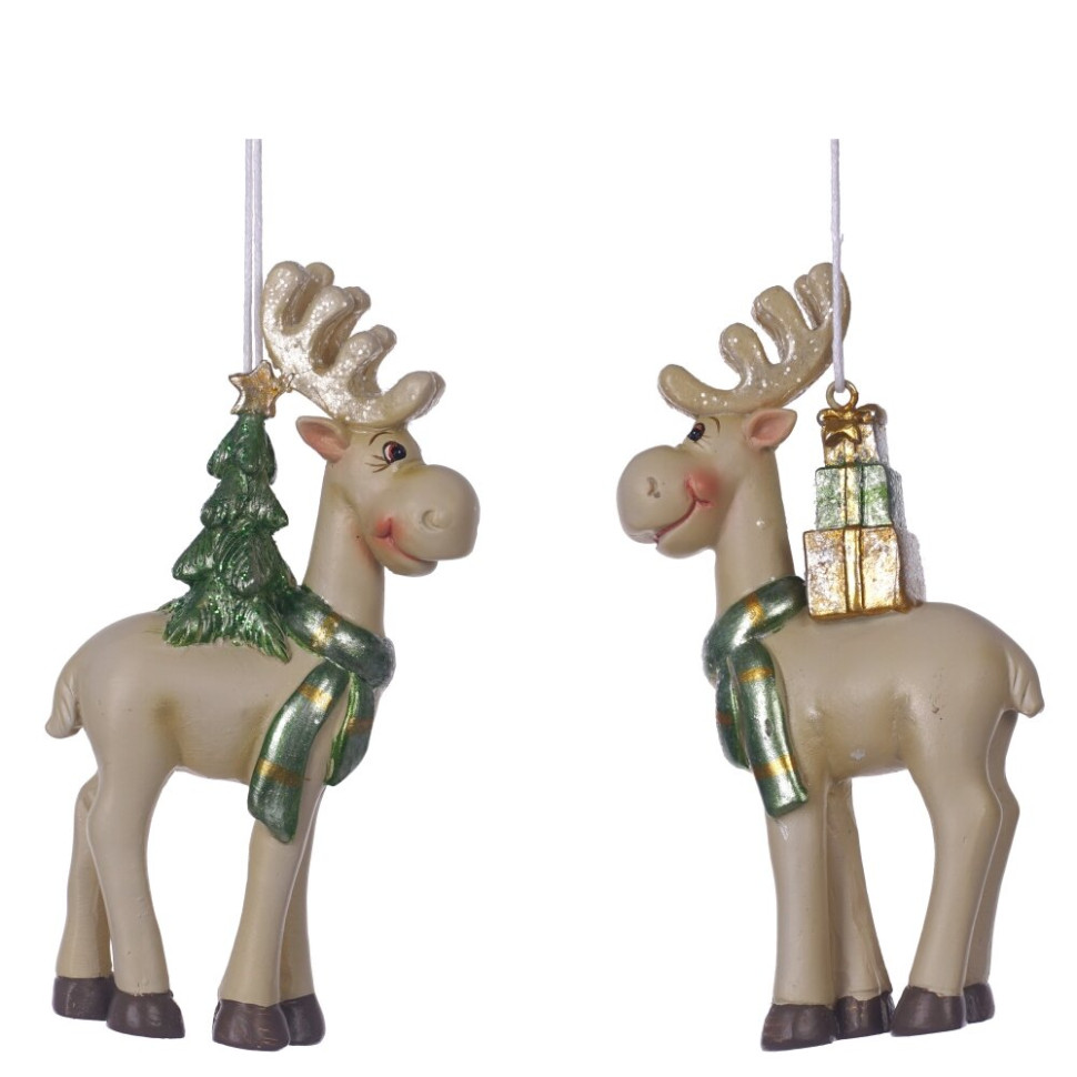 Фигурка декоративная подвесная "Олень",  L5,5 W2,5 H11 см, 2в.