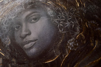 Холст "Нежность" в багете латунь