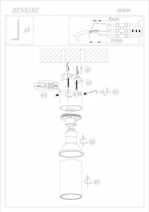 Точечный светильник TUBE DK2029-WH Denkirs