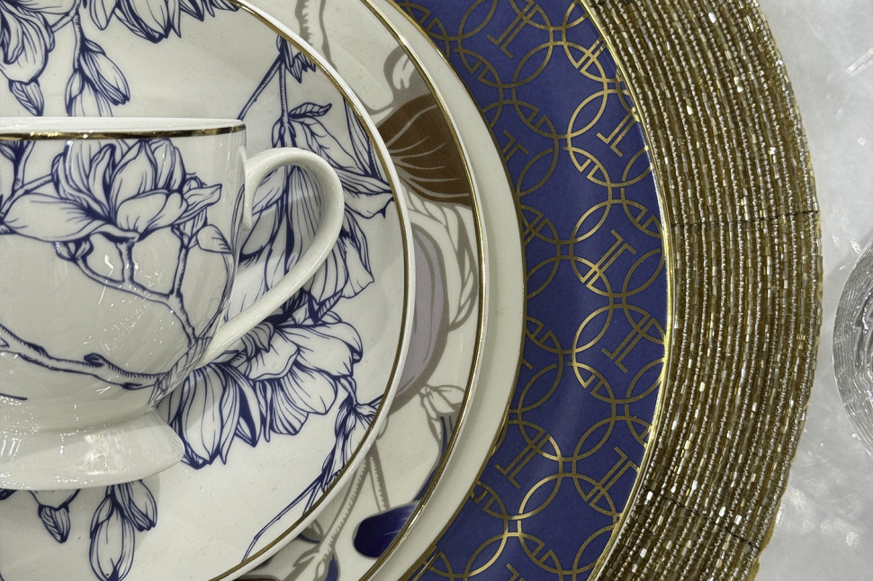 Набор из 4х сервировочных салфеток золотой с бисером