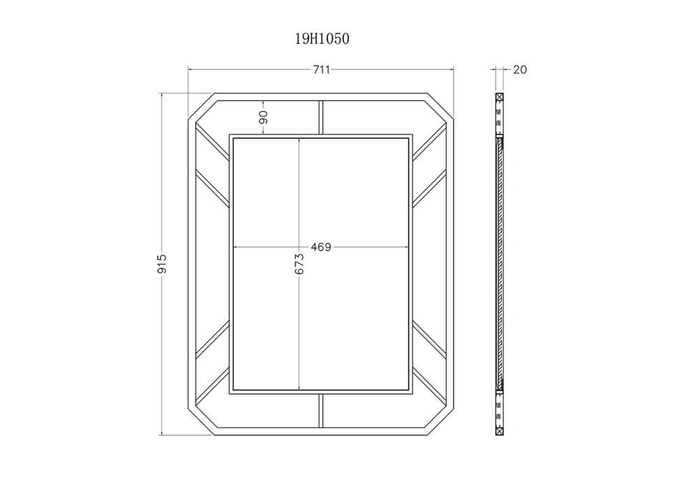 Зеркало в металлической раме (золото)