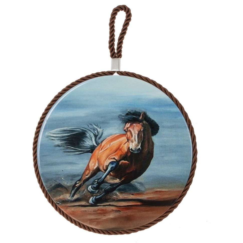 Декоративная подставка под горячее с подвеской "Лошадь", D 17 см, L17 W17 H0,5 см, 6в.