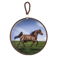Декоративная подставка под горячее с подвеской "Лошадь", D 17 см, L17 W17 H0,5 см, 6в.