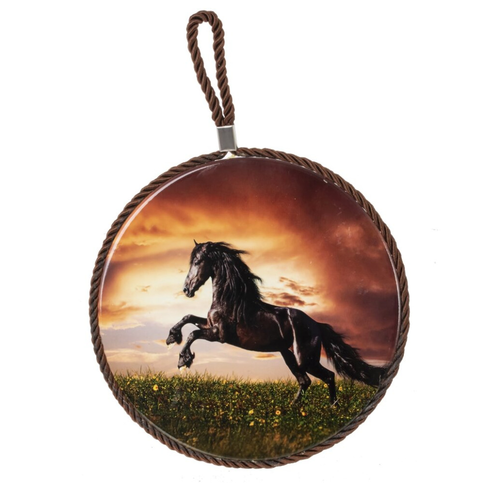 Декоративная подставка под горячее с подвеской "Лошадь", D 17 см, L17 W17 H0,5 см, 6в.