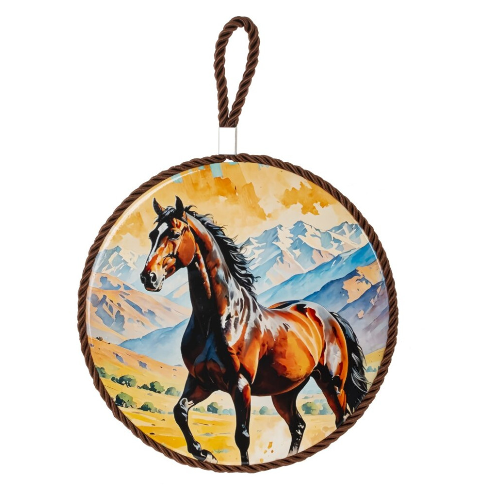 Декоративная подставка под горячее с подвеской "Лошадь", D 17 см, L17 W17 H0,5 см, 6в.
