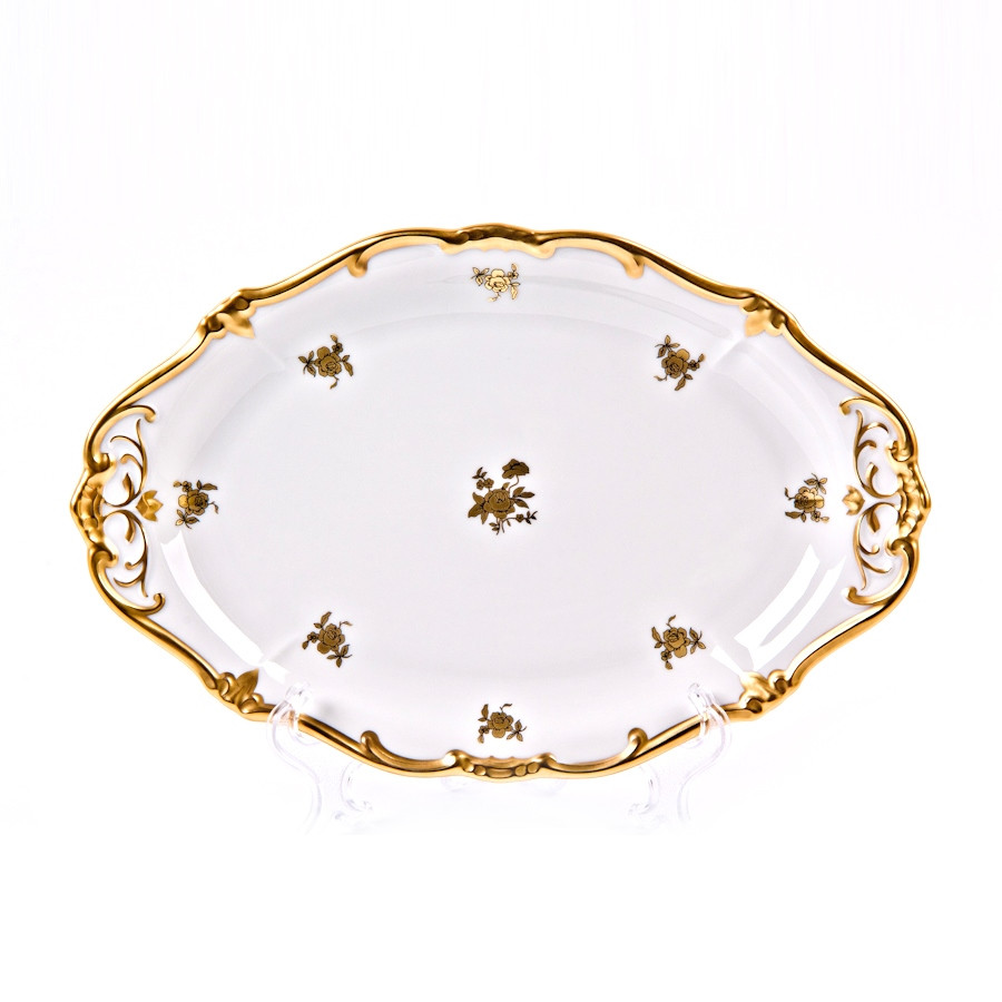 Блюдо овальное 32см."Роза золотая"