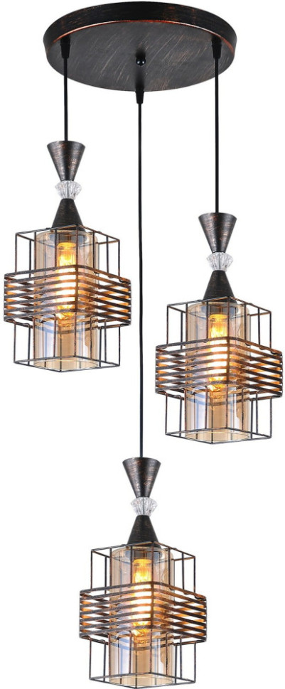 Подвесной светильник  03128-0.9-03 BK+PATINA GOLD Reluce