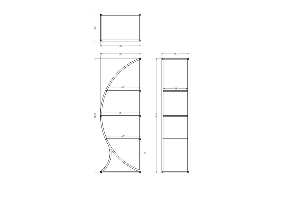 Стеллаж "Полусфера" прозр.стекло/хром