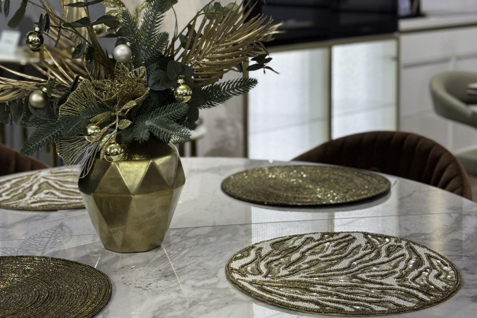 Салфетка сервировочная "Саванна" золотая с бисером