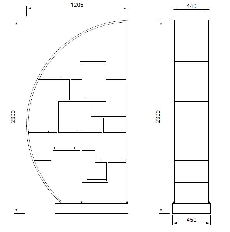 Стеллаж-полусфера розовое золото/темный шпон