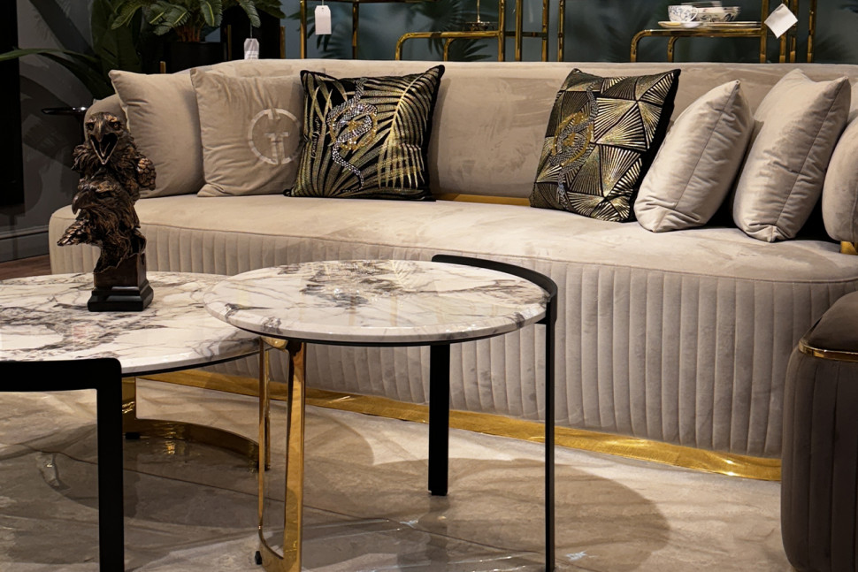 Диван Glarus трехместный велюровый серый