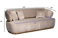 Диван Glarus трехместный велюровый серый