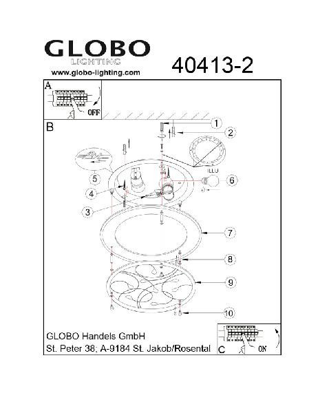 Настенно-потолочный светильник Ayana 40413-2 Globo