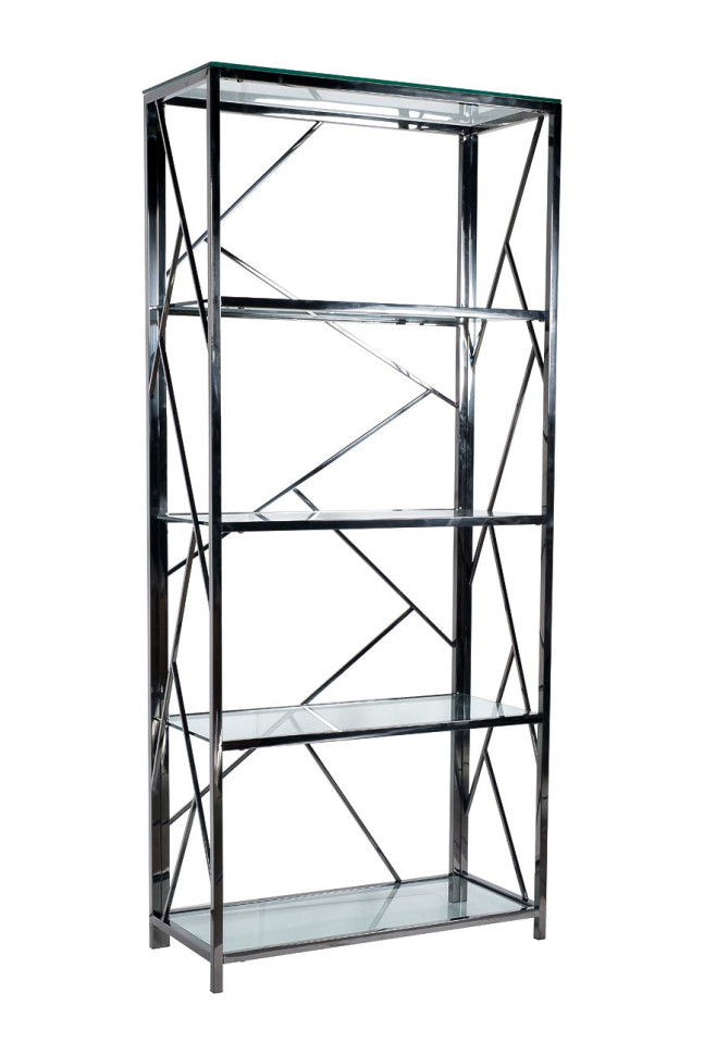 Стеллаж с прозрачным стеклом (хром)