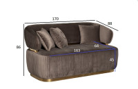 Диван Glarus двухместный велюровый коричневый Диван Glarus двухместный велюровый коричневый