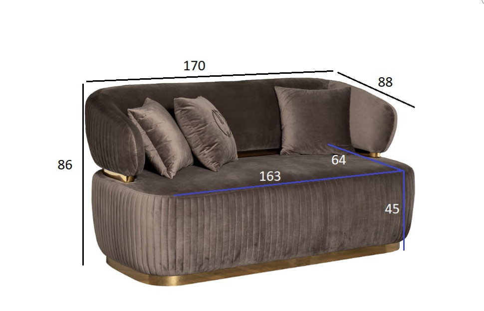 Диван Glarus двухместный велюровый коричневый