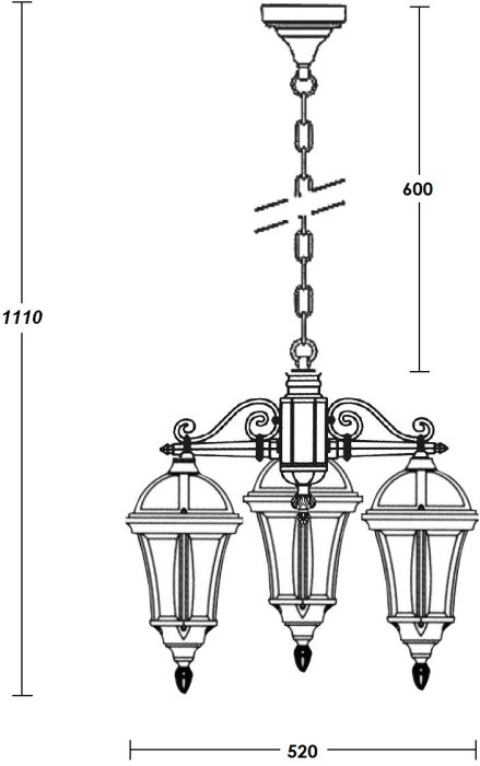 Уличный светильник подвесной ROMA S 95270S/3 Bl Oasis Light
