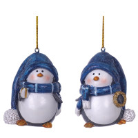 Фигурка декоративная подвесная "Пингвин",  L5 W5 H6,5 см, 2в.