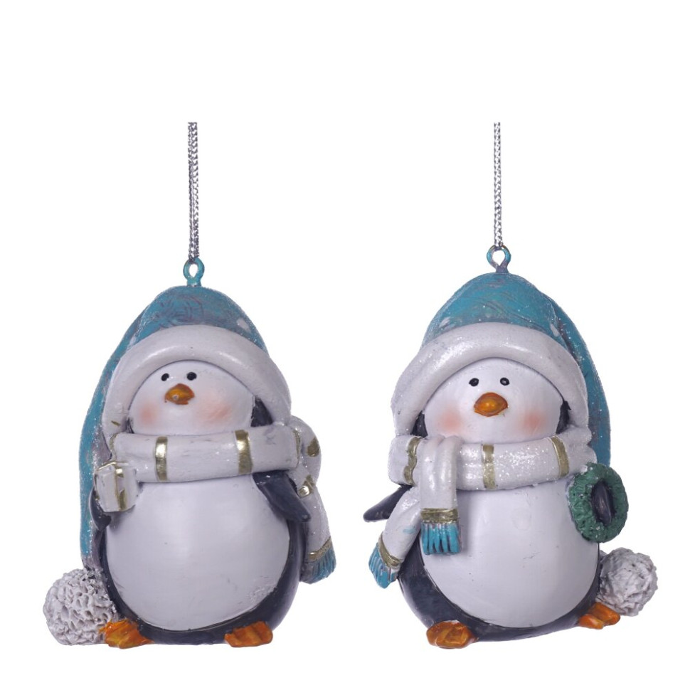 Фигурка декоративная подвесная "Пингвин",  L5 W5 H6,5 см, 2в.