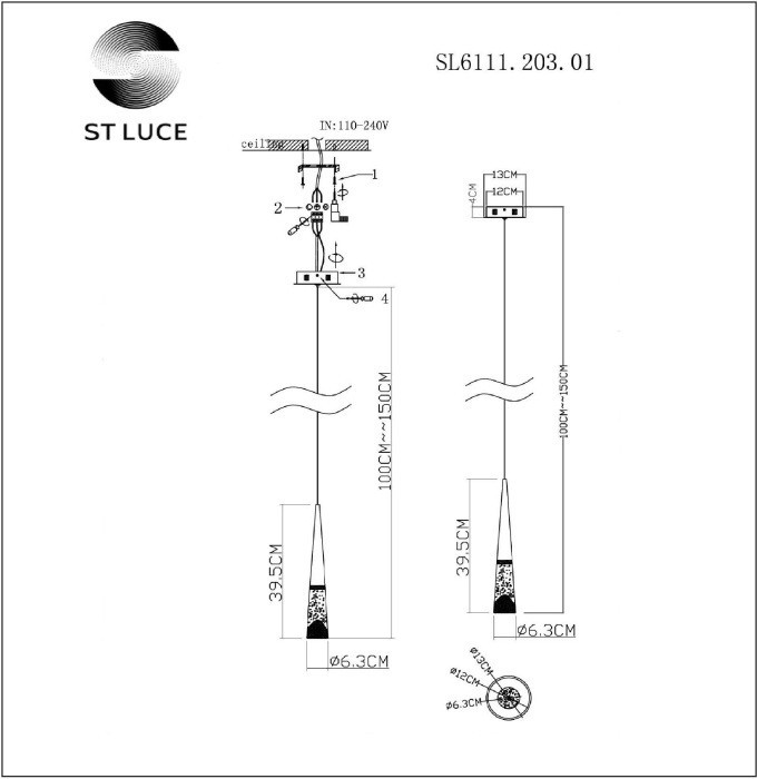 Подвесной светильник Sollen SL6111.203.01 ST Luce