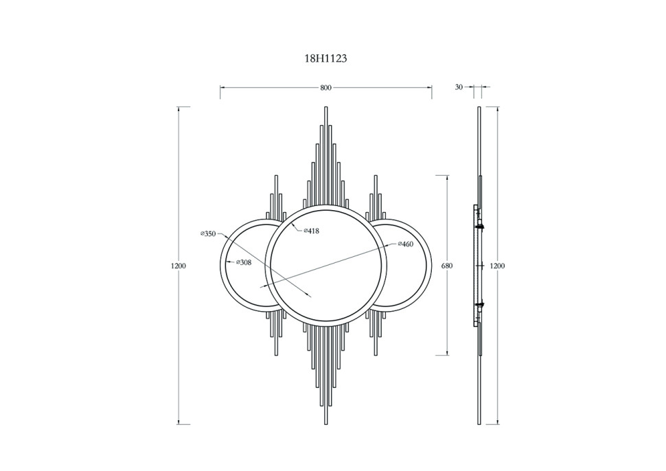 Зеркало декоративное золотое