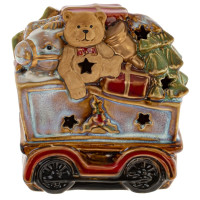 Набор из 2шт: Фигурка декор c подсветкой "Дед Мороз на поезде"  (LR44x6), L26 W9 H15,5 см