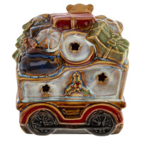 Набор из 2шт: Фигурка декор c подсветкой "Дед Мороз на поезде"  (LR44x6), L26 W9 H15,5 см