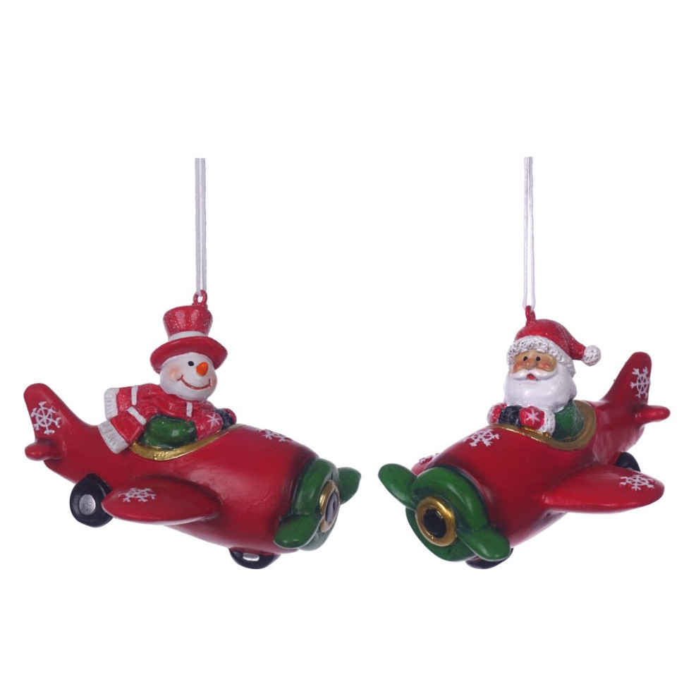 Фигурка декоративная подвесная "Снеговик/Дед Мороз",  L10 W8,5 H7 см, 2в.