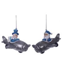 Фигурка декоративная подвесная "Снеговик/Дед Мороз",  L10 W8,5 H7 см, 2в.