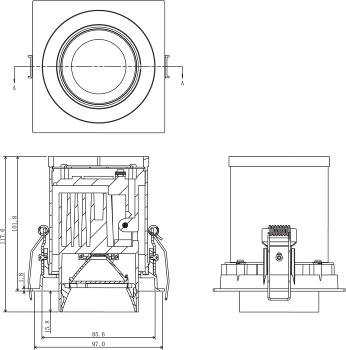 Точечный светильник Periscope DL18621/01SQ Black Dim Donolux