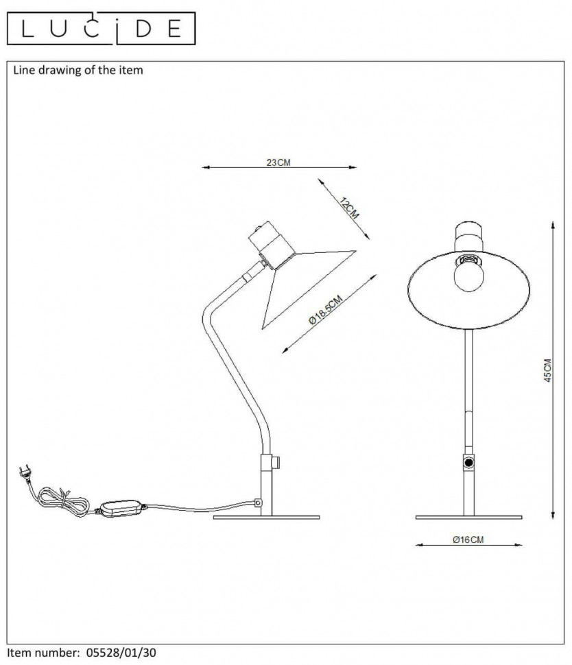 Настольная лампа Lucide Pepijn 05528/01/30