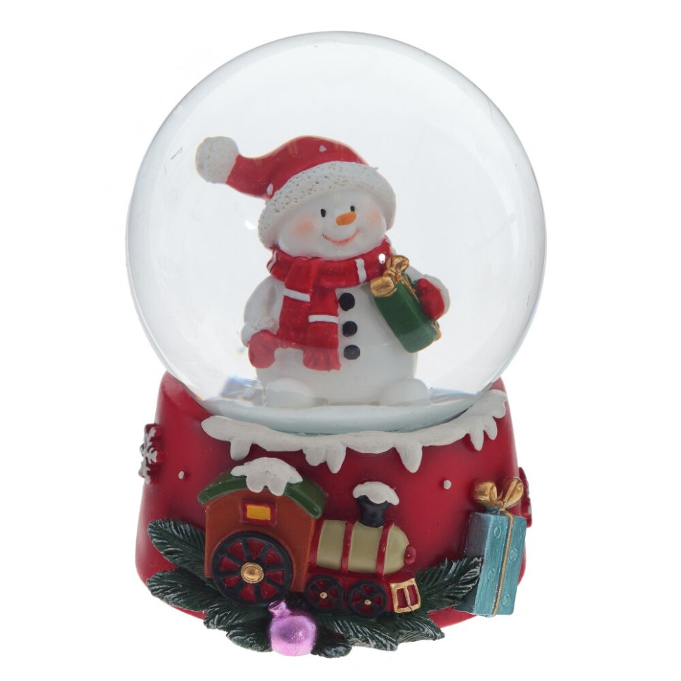 Фигурка декор в стекл шаре "Снеговик", D6 см, L6,5 W6,5 H8,5 см, 2в.