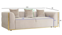 Диван Bern трехместный велюровый бежевый Диван Bern трехместный велюровый бежевый