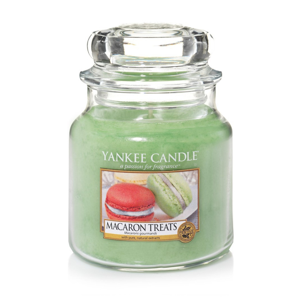 Свеча средняя в стекл.банке 65-90ч."Макаруны"