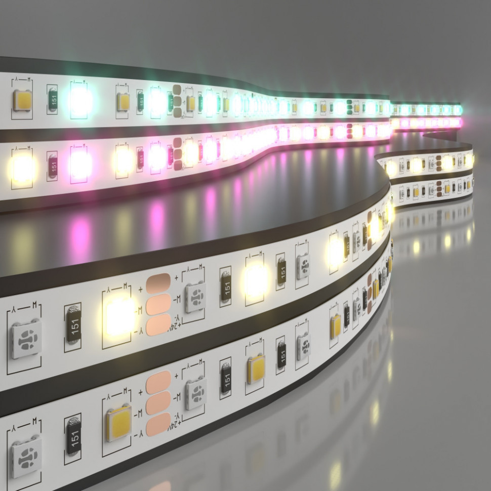 Светодиодная лента 24V 60Led 14,4W IP20 RGBW Лента светодиодная 24V 14,4W 60Led 5050+5050 IP20 MIX RGB/теплый белый, 5м Elektrostandard