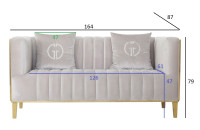 Диван Basel двухместный велюровый серый Диван Basel двухместный велюровый серый