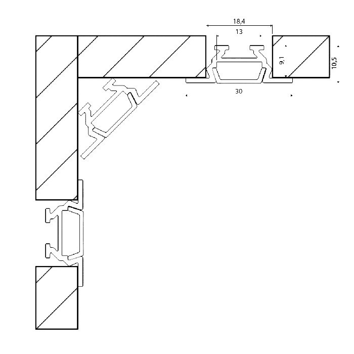 Профиль встраиваемый RC-1030 SWG