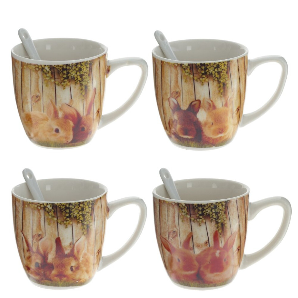 Кружка с ложкой, 150 мл, L10 W7 H7,5 см, 4в