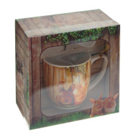 Кружка с ложкой, 150 мл, L10 W7 H7,5 см, 4в