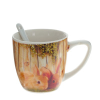 Кружка с ложкой, 150 мл, L10 W7 H7,5 см, 4в