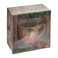 Кружка с ложкой, 150 мл, L10 W7 H7,5 см, 4в