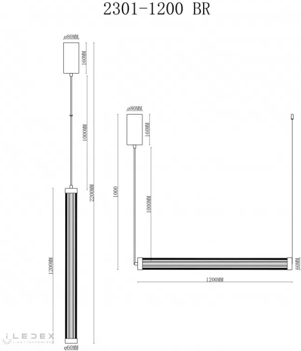 Подвесной светильник Rocks 2301-1200 BR iLedex