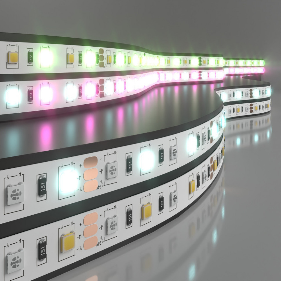 Светодиодная лента 24V 60Led 14,4W IP20 RGBW Лента светодиодная 24V 14,4W 60Led 5050+5050 IP20 MIX RGB/холодный белый, 5м Elektrostandard