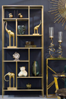 Стеллаж с черным стеклом (золотой) Стеллаж с черным стеклом (золотой)