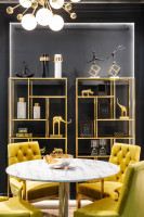 Стеллаж с черным стеклом (золотой) Стеллаж с черным стеклом (золотой)