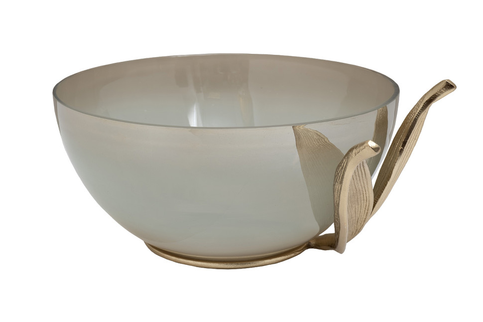 Чаша декоративная Flora стекло/метал золотой